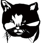black and white graphic of Tippy the cat.